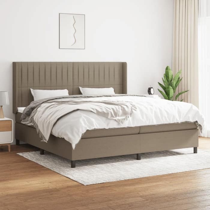 3131621 vidaXL Divan Bed with Mattress Taupe 200x200 Cm Fabric