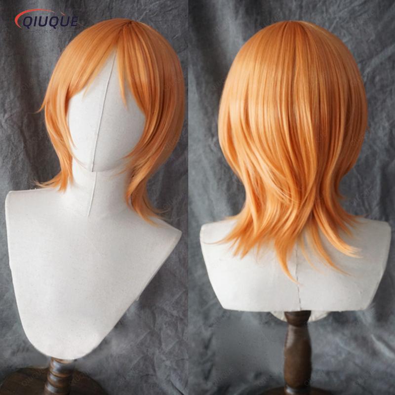 Hochwertige Nami Cosplay Perücke für Erwachsene Damen 75cm Lang Lockig Wellig Orange Hitzebeständig Haare Anime Cosplay Perücken + Perückenkappe One Size orange