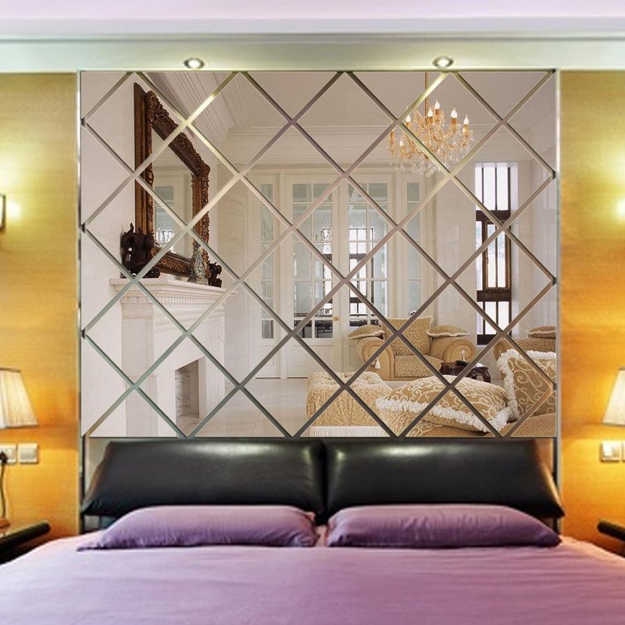 JM308 3D Diamond Acrylic Mirror Wall Sticker – Self-Adhesive Decor for Living Room & Bedroom