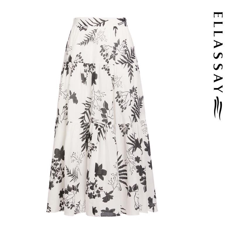 ELLASSAY Botanical Print A-Line Midi Skirt