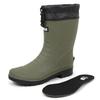 Mozu Men's Mid-Length Rain Boots, TPE Material, Paracord Closure, Non-Slip Sole, Urethane Liner, Khaki, Size M