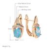New  Rose Gold Geometry Drop Earrings For Women Unusual Trendy Blue Natural Zircon Earrings Luxury Wedding Jewelry