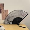 Handheld Wood Fabric Fan With Chinese Traditional Painting Calligraphy Fan for Outdoor Use Dance Fan