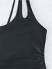 Solid Color One Shoulder Sexy High Waist One Piece Bikini Swimsuit Women Fashion Beach Vacation Elegant Wear