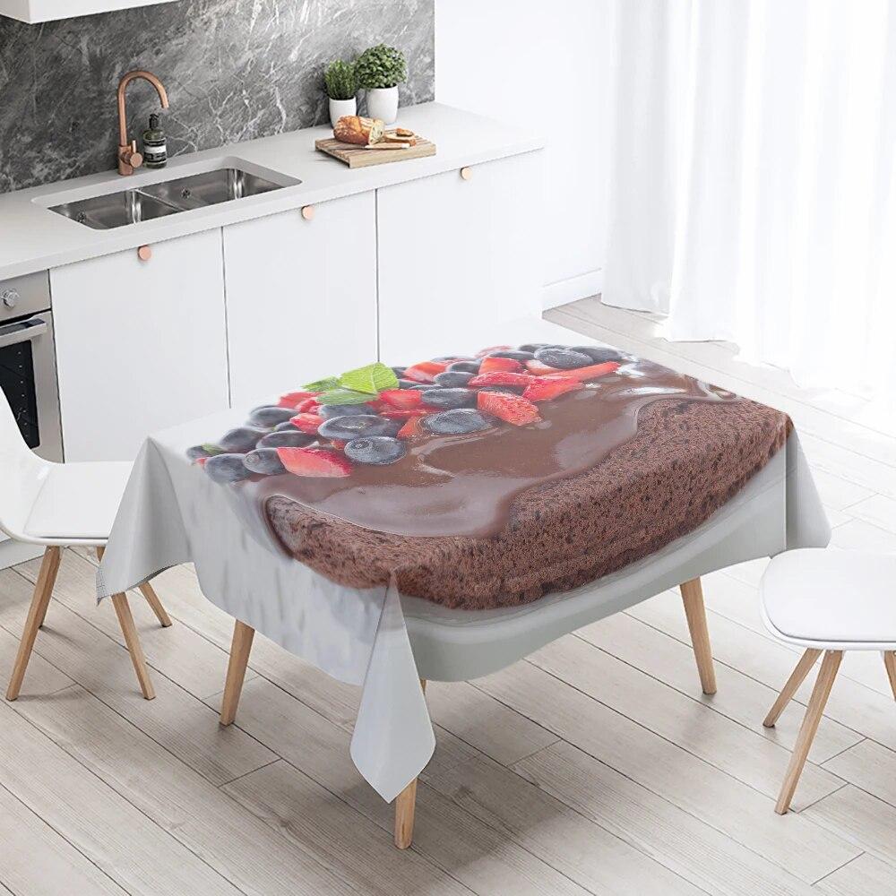 Fata de masa imprimata tort gurmand decor mese restaurant si antifouling dreptunghiular casa