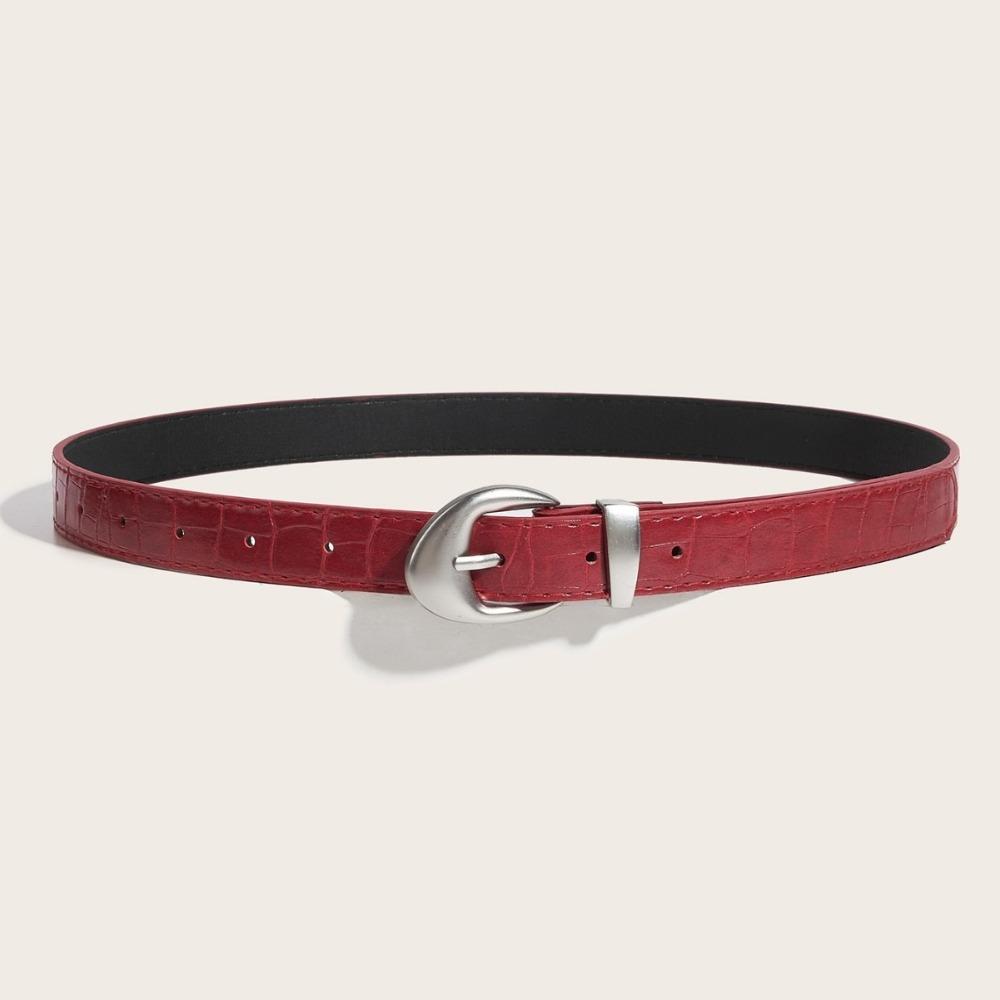 PU Leather Thin Waist Belt Crocodile Pattern Dress Jeans Belt Simple Women's Belt  For Ladies