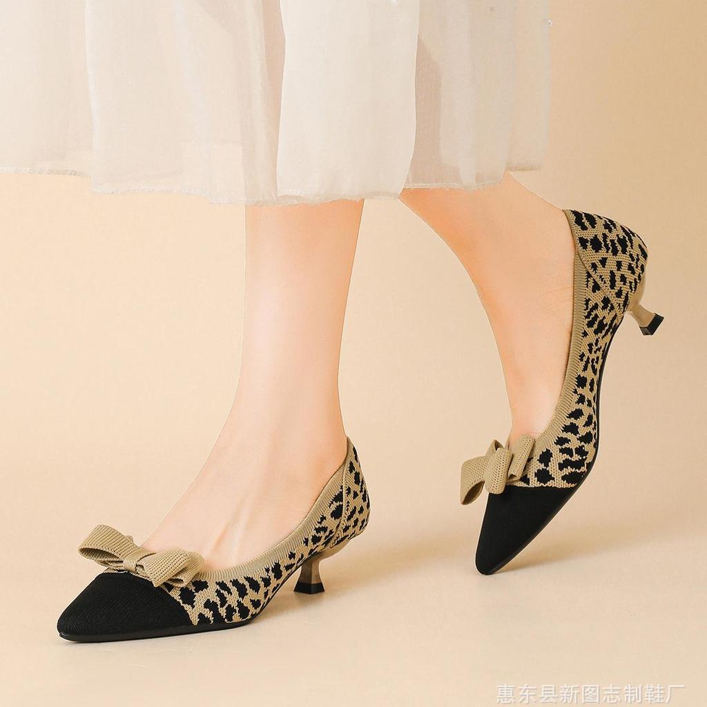 Dámské Velké Velikosti Jarní Jehlové Podpatky Boty se Špičatou Špičkou Letní Ležérní Mašle Jednobarevné Boty na Vysokém Podpatku 34-43