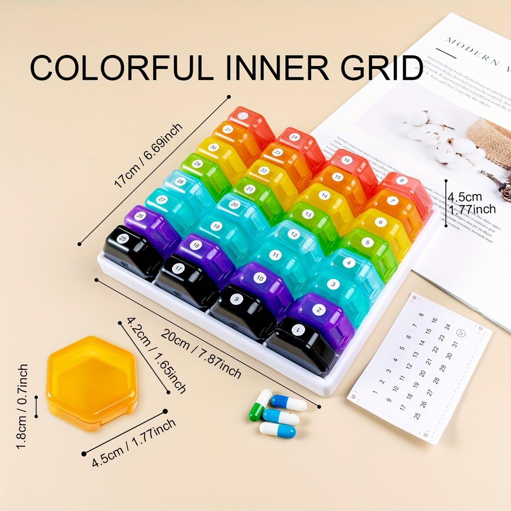Stor pillerdosa med 32 fack 31-dagars pillerdosa med etiketter Månadspillerhållare för vitaminfiskoljetillskott