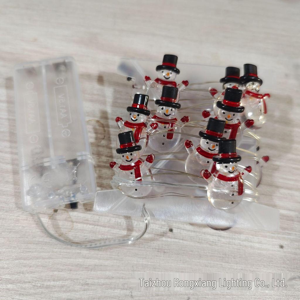 LED Christmas String Lights - Santa, Candy Cane & Snowman Designs with Battery Box, Copper Wire Decoration
