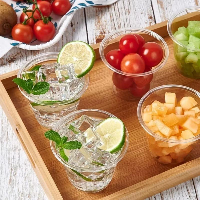 50PCS Disposable Plastic Cups Coffee Beverages Yogurt Dessert Fruits Ice Cream Christmas Birthday Party Transparent Plastic Cups