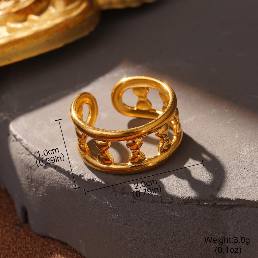 Cold wind fashion stainless steel European and American ring temperament line high-end sense gold hand jewelry