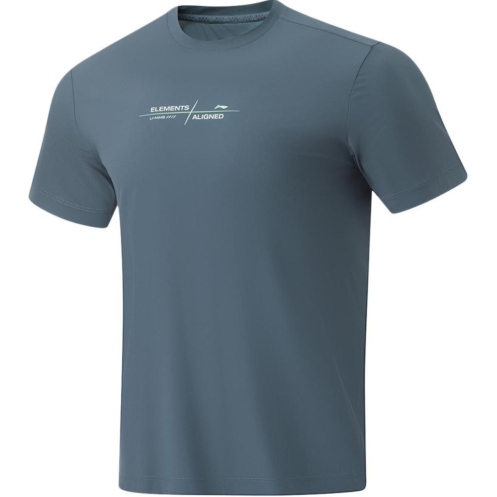 Li-Ning Fitness Series Letter Moisture Wicking Breathable Round Neck Short Sleeve T-Shirt Men Tops Luo-Dai-Qing ATSU063-5