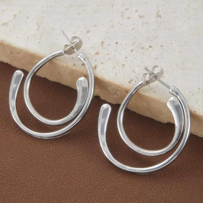 Cercei Geometrici Argintii pentru Femei, Design Retro Minimalist, Bijuterii Capabile și Trendy pentru Petreceri Zilnice, Cadouri