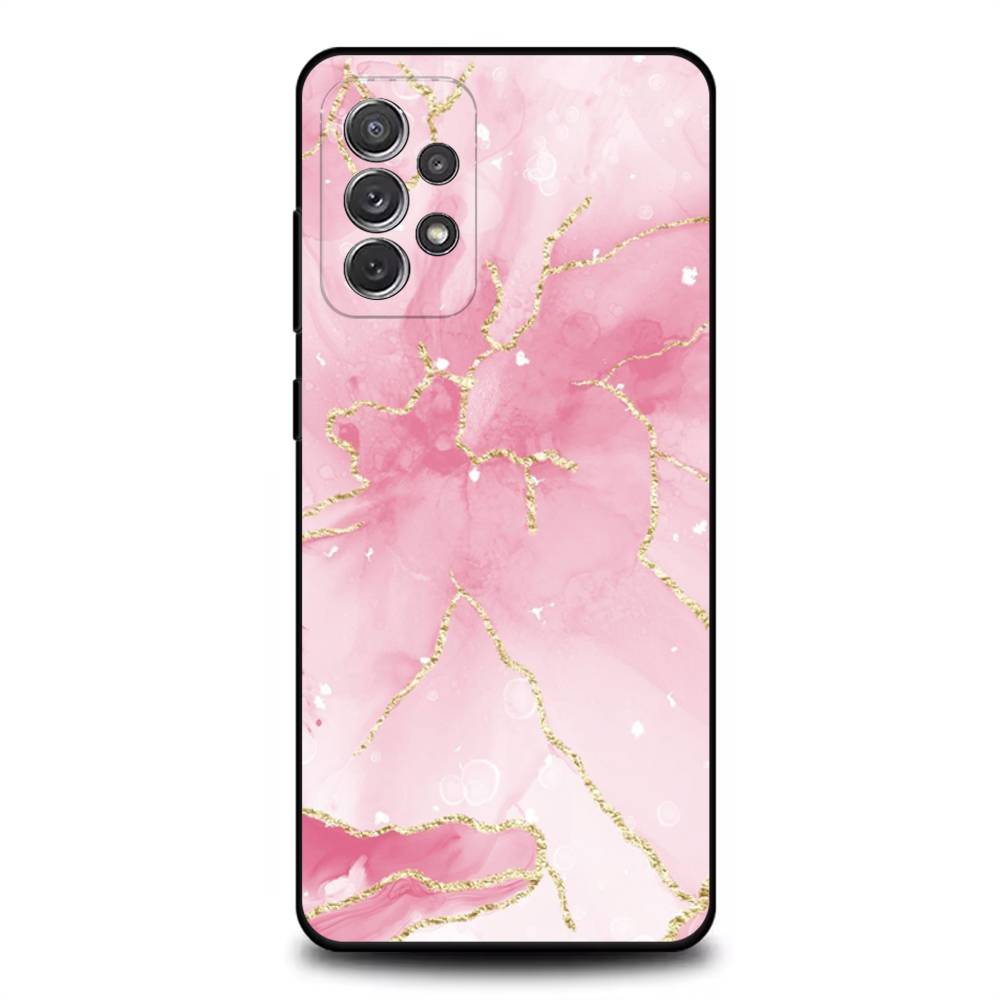 FHNBLJ Gold Pink Glitter Phone Case For Samsung S25,S24,S21,S22,S23,S30,Ultra,S20,Plus,Fe,Lite,Note,10,9,5G Black Cover