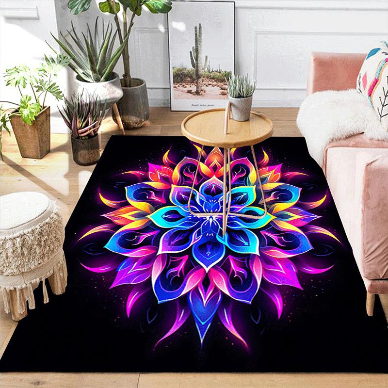 1pc Fantasy flowers Design Area Rug - Soft, Anti-Slip, and Durable Gaming Room Decor for Bedroom