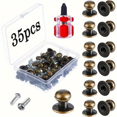 35 Stück runde Mini-Knöpfe – perfekt für Schmuckschatullen und kleine Möbel. Runde Metallgriffe im Vintage-Stil für Schubladen, Schmuck-Organizer-Knöpfe mit Schrauben.