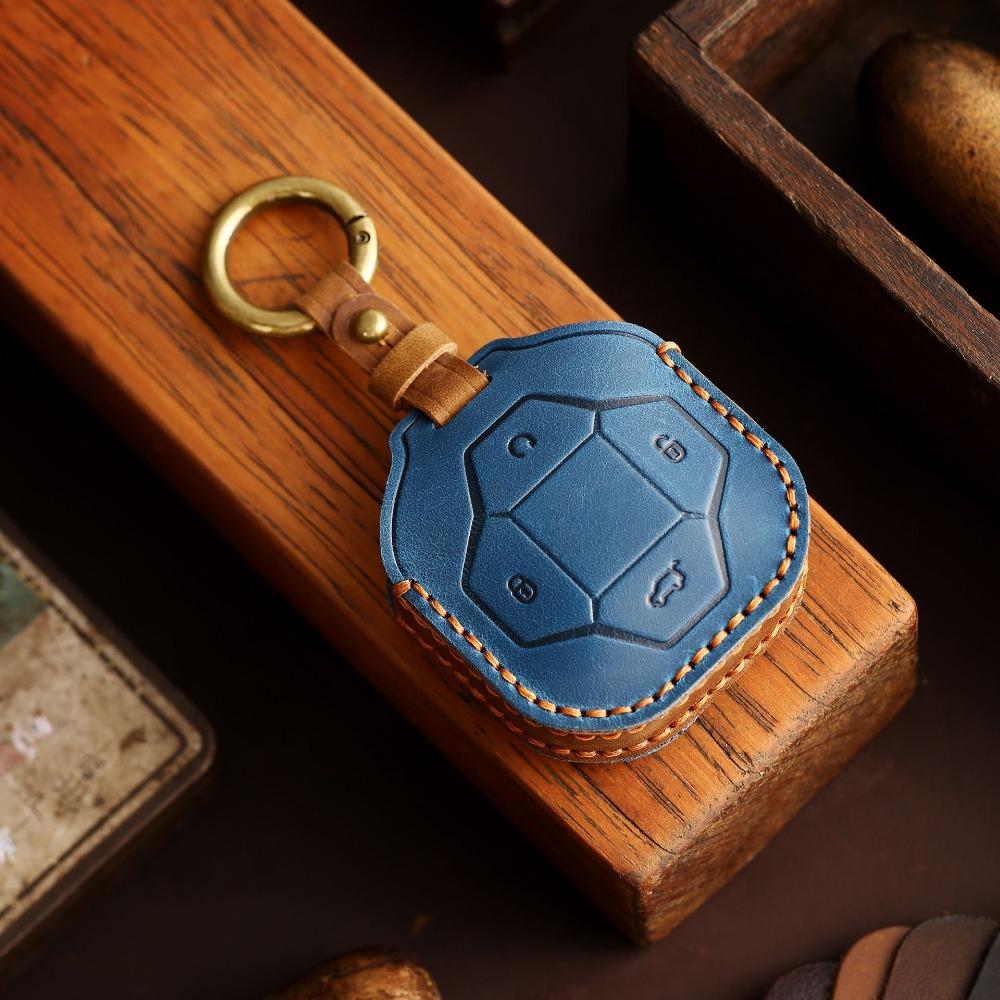 Genuine Leather Key Cover for Chery Jetour Traveller 4WD PRO Retro Handmade Car Key Protector