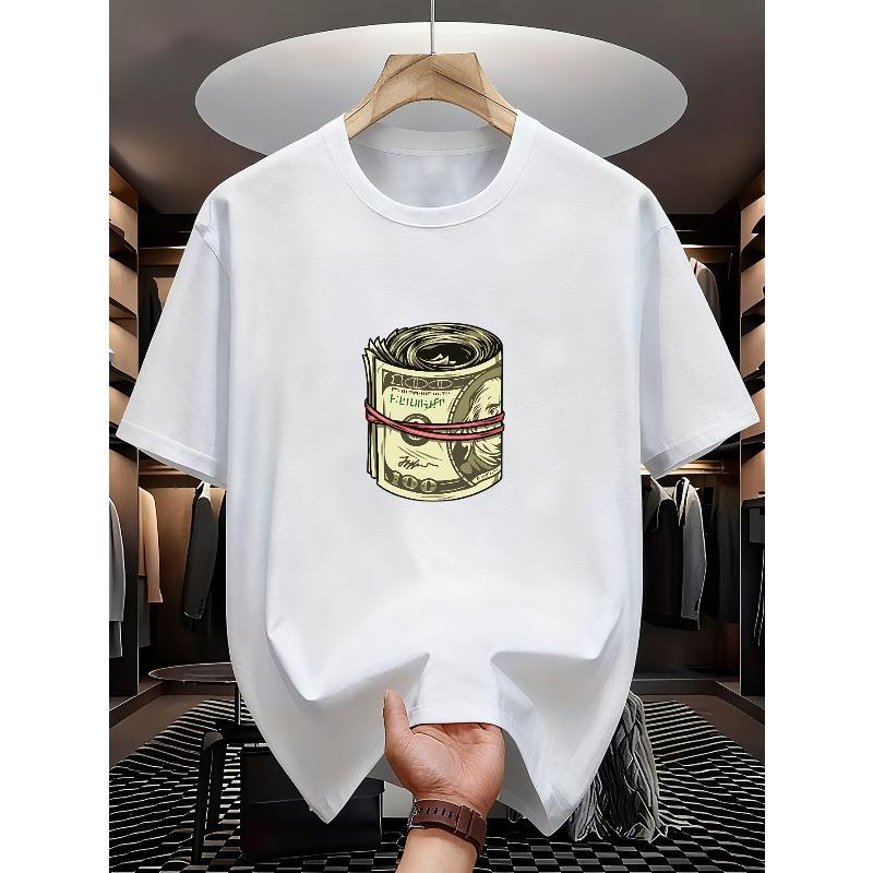 Herren-Print-T-Shirt mit klassischem Hundert-Dollar-Schein-Design, geeignet für jeden lässigen Anlass, stilvoll