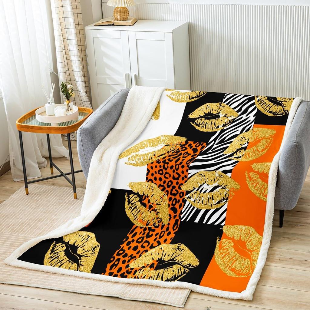 Red leopard zebra print blanket bold animal pattern soft throw modern home decor stylish bedroom bedding fashion design textile