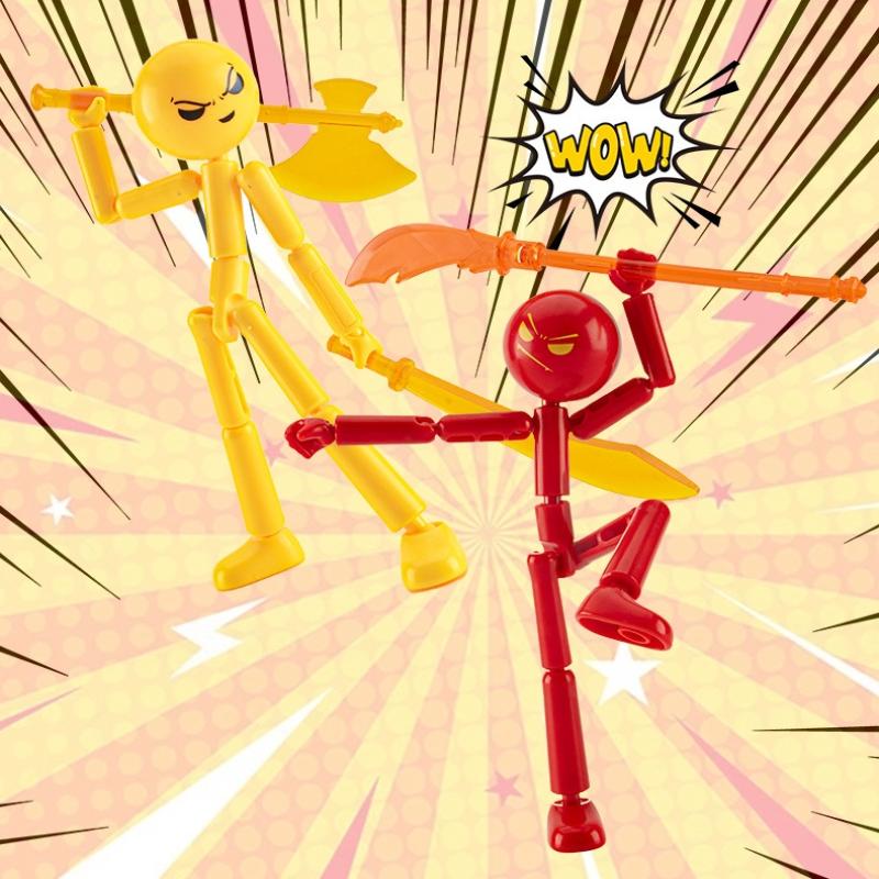 1 Set Novelty Action Figure Stickman Assembled Robot Movable 3D Printing Mannequin Multi-Jointed Stickman Toy