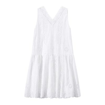 Women's French Lace V-Neck Sleeveless A-Line Dress