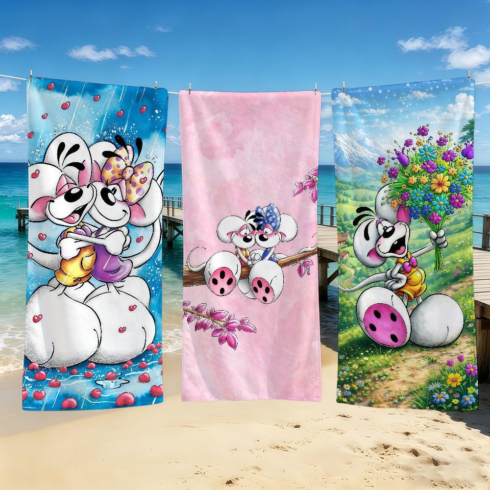 Schattige D-Diddl Cartoon Handdoek Voor Buiten Kamperen Strandhanddoek Super Absorberend Sneldrogende Zomerhanddoek