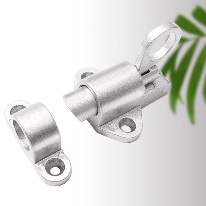 1Pcs Airplane Rebound Pin Door Bolt Latch Automatic Door Spring Bounce Lock Security Pull Ring Anti-Theft Self Closing Latch