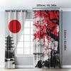 2 Pcs Classic Dark Curtains Japanese Anime Watercolor Sakura & Fuji Mountain Design for Living Room Bedroom Kitchen