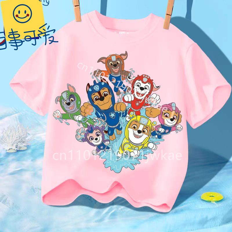 Summer Kids Korean Clothes Baby Casual Tees Cute Birthdays Gifts Paw Patrols Girl Boys T Shirt Cartoon Skye Short Sleeve Tops