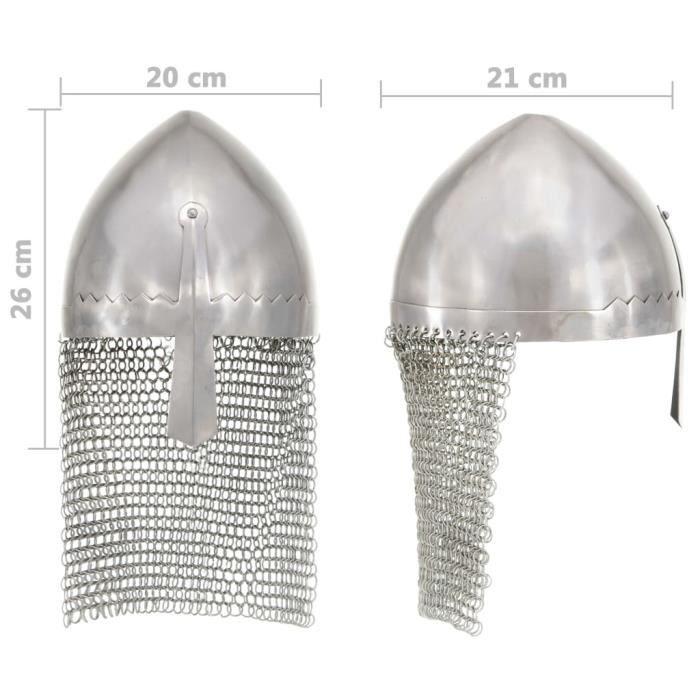 VidaXL Casque de chevalier antique pour GN Argenté Acier