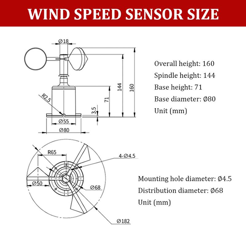 Wind Speed Meter Sensor 0-60m/s High-Precision Wind Aemometer Transmitter RS485 Pulse Detector 0-5V 0-10V 4-20MA Weather Station