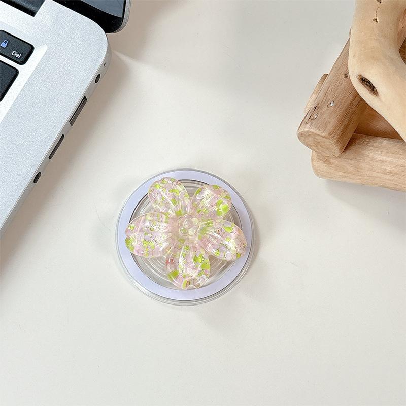 Color Sequins, Three-Dimensional Flowers, Mobile Phone Airbag Holder, Magnetic Telescopic Ring, Suitable For Magsafe Desktop Watching Dramas