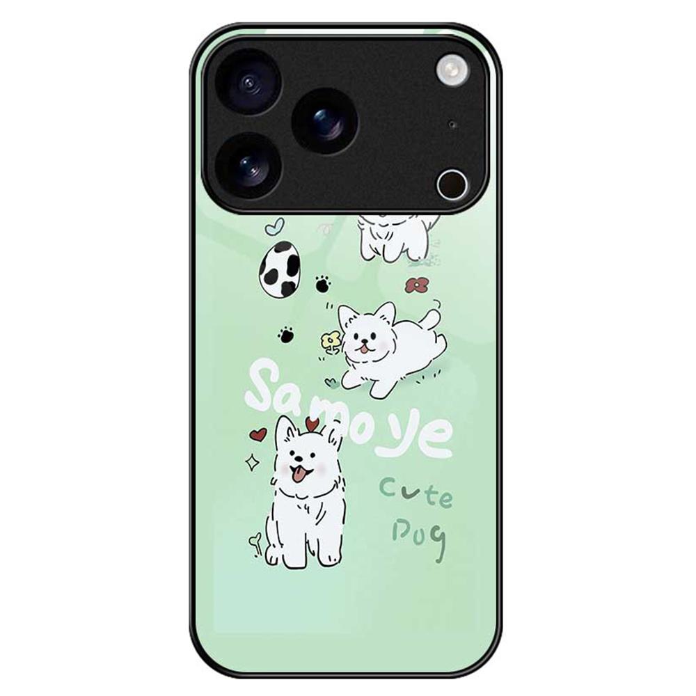 For iPhone 17 Pro Max Case TPU PC Tempered Glass Pattern Printing Phone Back Cover