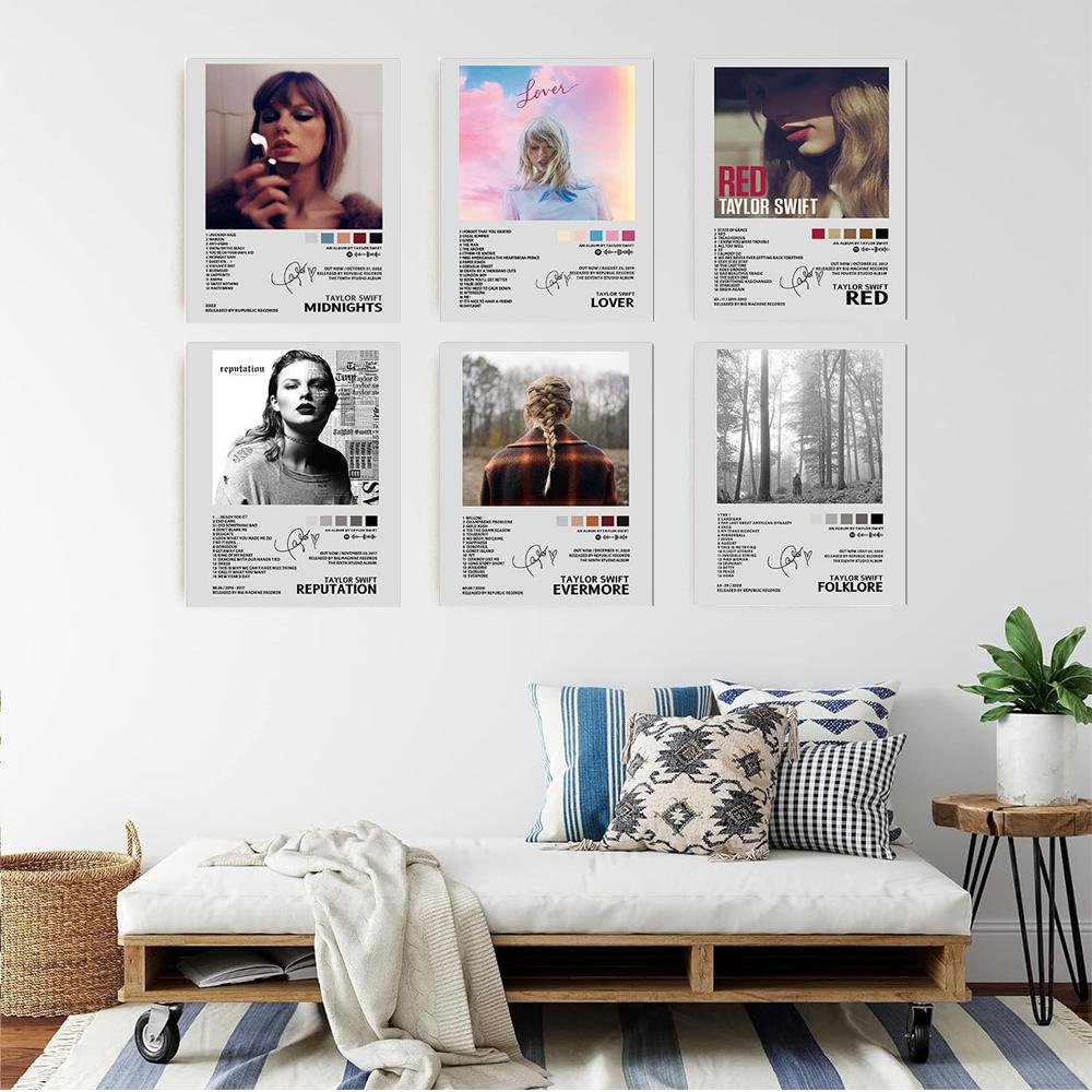 6pcs Taylor Posters Album Cover Posters Decor Aesthetic Gift for Fans, 20x25cm