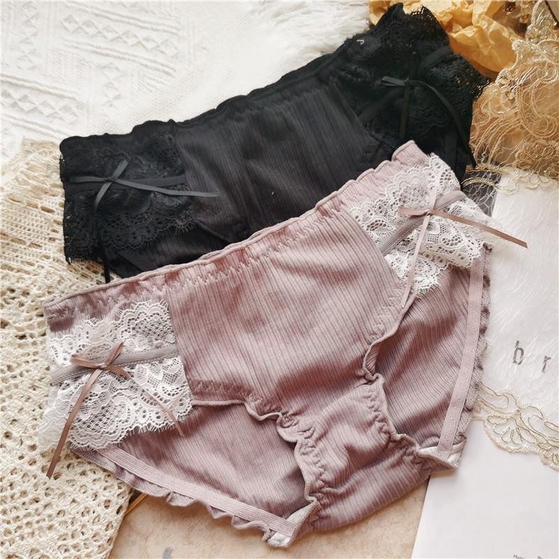 Søtt undertøy truse med tråd blondekant omslag hofte lav midje truser for kvinner