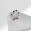 MODIAN 925 Sterling Silver Rainbow Colorful Hearts Smile Romantic Ring Crystal Beads Adjustable Rings For Women Party Jewelry