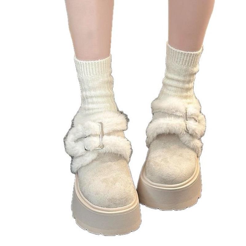 New Retro Fleece and Thick-soled Cotton Shoes for Women, Warm Snow Boots