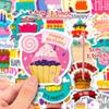 50pcs Birthday Stickers Colorful Assorted Cake Cupcake Party Hats Decorations Stickers DIY Laptop Water Bottle Fridge Decoration