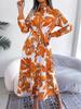 Spring/Summer Floral Lapel Tie Shirt Dress for Women - European/American Style