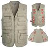 Spring & Autumn Men's Plus Size Cotton Multi-pocket Sleeveless Fishing Vest for Middle-aged & Elderly