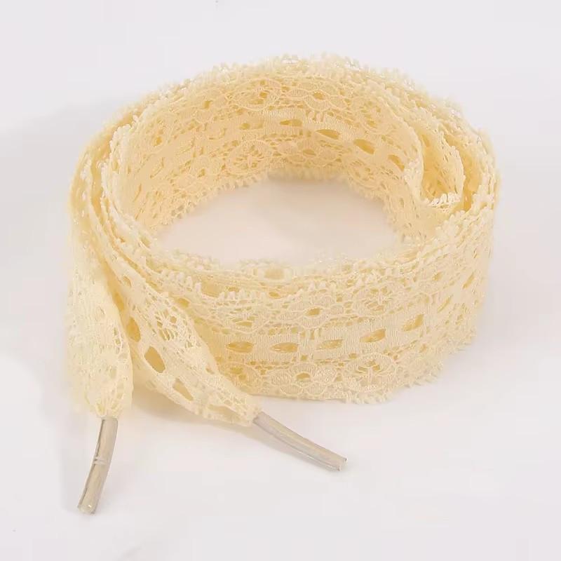2.9CM Wide Fancy Lace Flat Shoelace For Sneakers Sweet Shoe Laces For Women Casual Shoestring Black White Shoe Accessorices