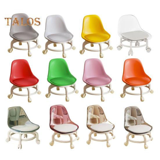 Low Rolling Stool with Backrest 360 Degrees Swivel Wheels Faux Leather Cushion Roller Seat Heavy Duty Rotating Mini Chair Seating Stool