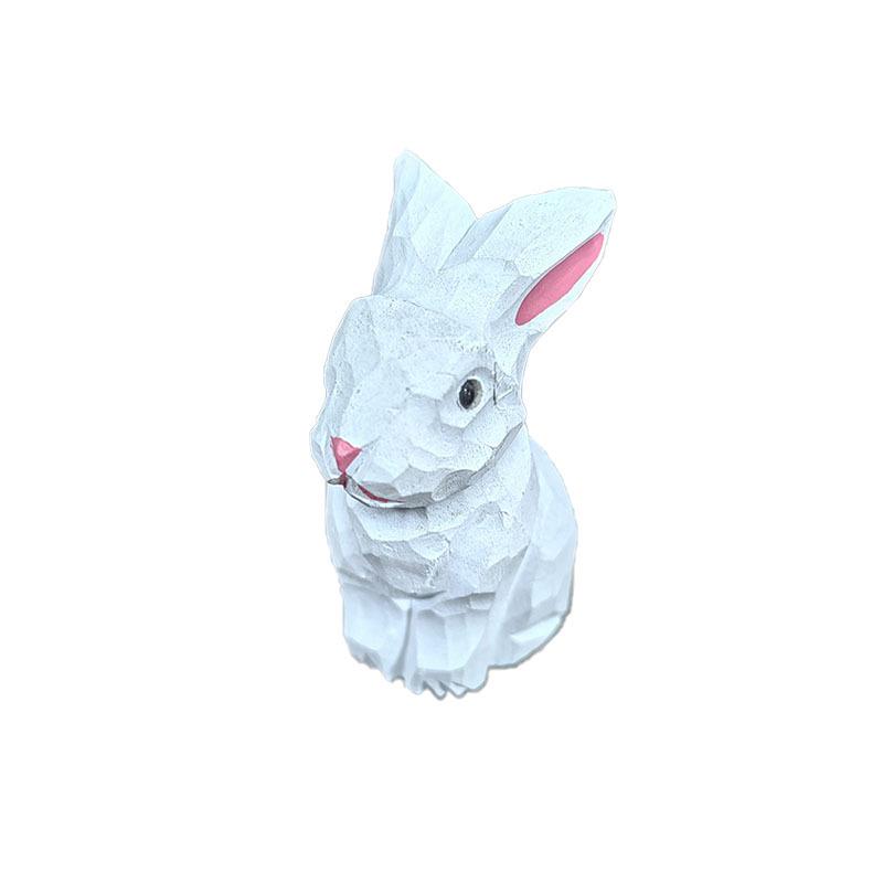 Hand-Carved Wooden Rabbit Ornament - Cute Style for Home or Office Decoration