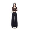 Denim blue wide-leg jeans women's new high-waisted loose and versatile drape straight mopping long pants