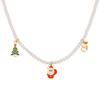 Stainless Steel Santa Claus Christmas Tree Snowman Imitation Pearl Beaded Necklace Female, Christmas Sweater Chain Nc-1256