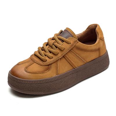 GKTINOO 2025 Autumn New Retro Lace-up Flat Platform Shoes Genuine Leather Sneakers Thick Soled Round Toe Casual Women's Shoes