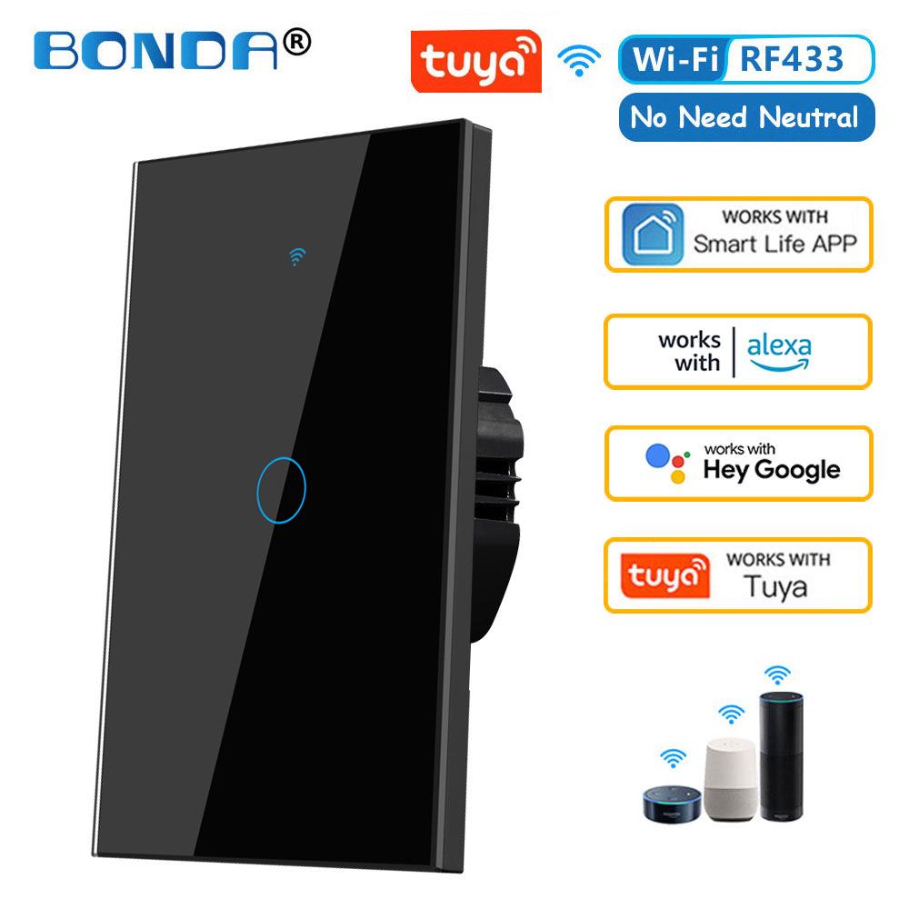 Smart Touch WiFi Switch - US Standard, Single Live Wire, Fireproof, High-Quality, Stable Performance