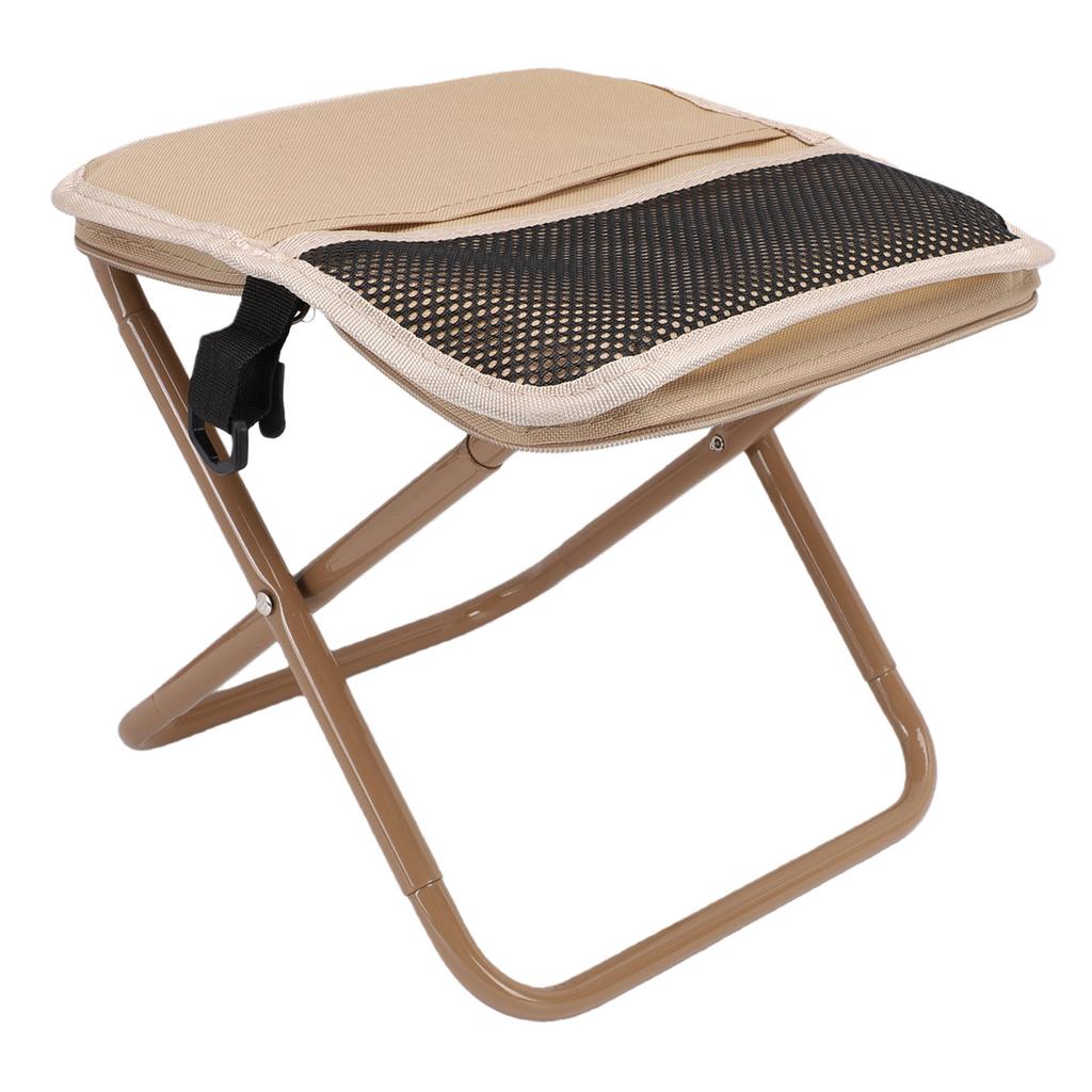 Small Portable Stool Oxford Cloth Steel Handbag Style Pocket Foldable Stool for Camping Travel Fishing Hiking Khaki