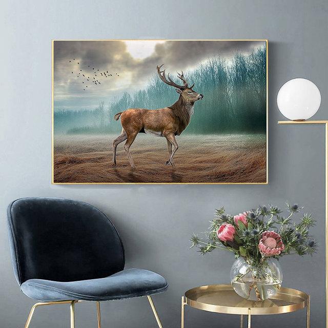Giant Deer Oil Painting Animal Poster Giant Deer Landscape Painting Home Decoration Wall Decoration