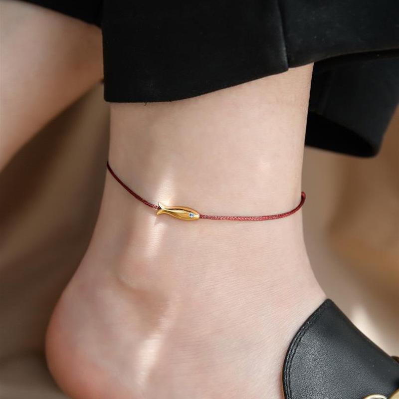 925  Silver Koi Fish Anklet Rope for Women Girl Cute Fashion Summer Jewelry Dropshipping Wholesale